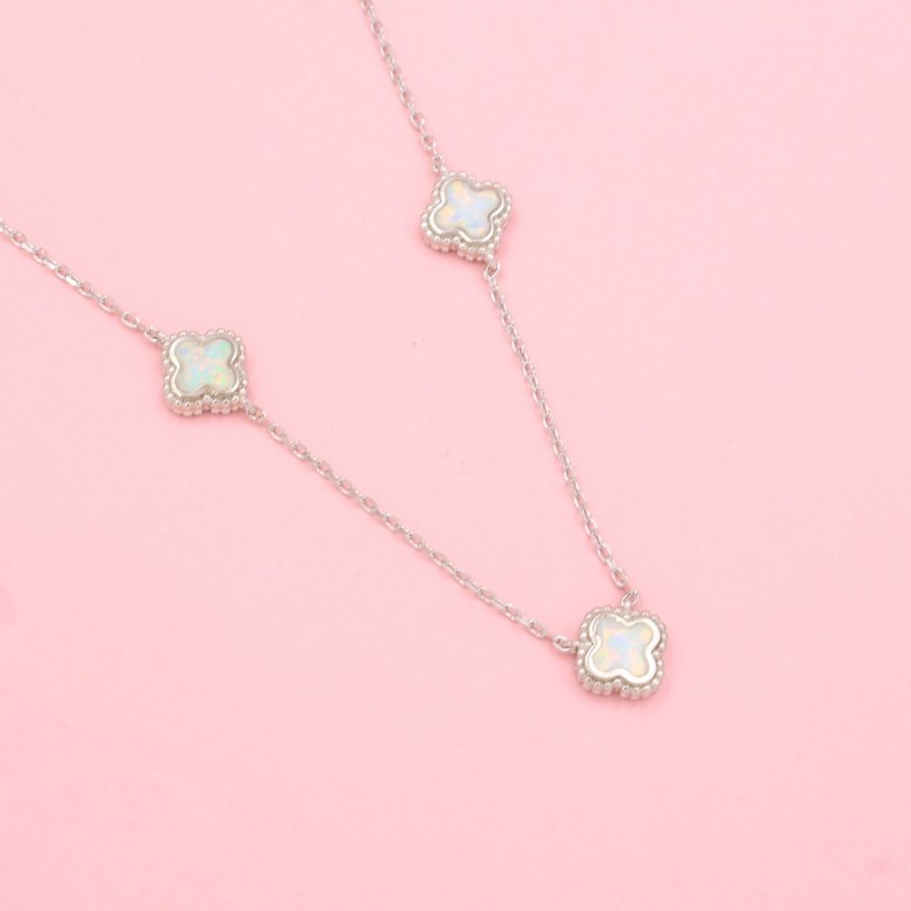 Gargantilla de Plata .925 Tréboles con Madre Perla mod. 1184