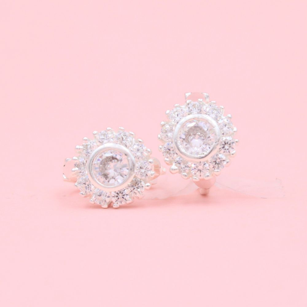 Grapa Elegante con Diseño Circular Incrustada de Zirconia mod. 1013
