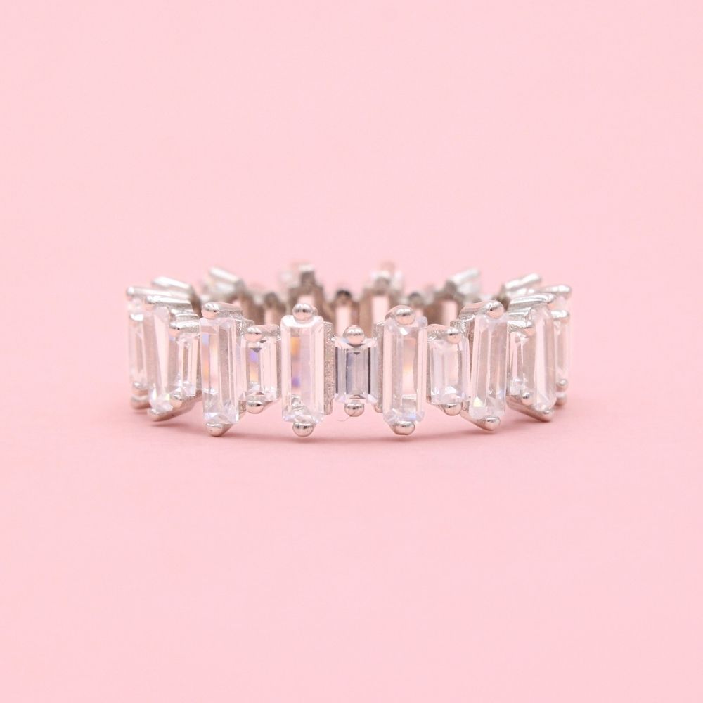 Anillo de Plata .925 Churumbela Especial con Zirconias de Corte Baguette mod. 1377