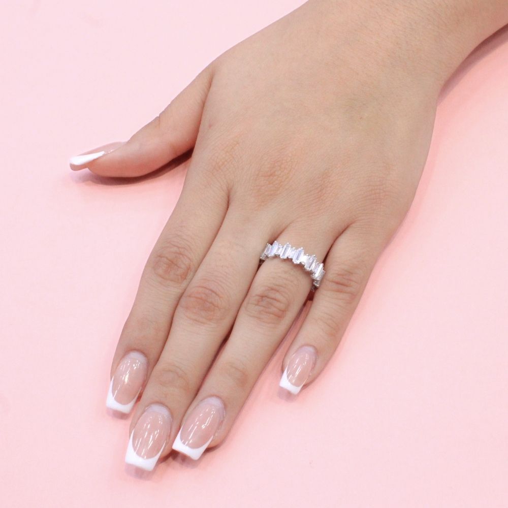 Anillo de Plata .925 Churumbela Especial con Zirconias de Corte Baguette mod. 1377