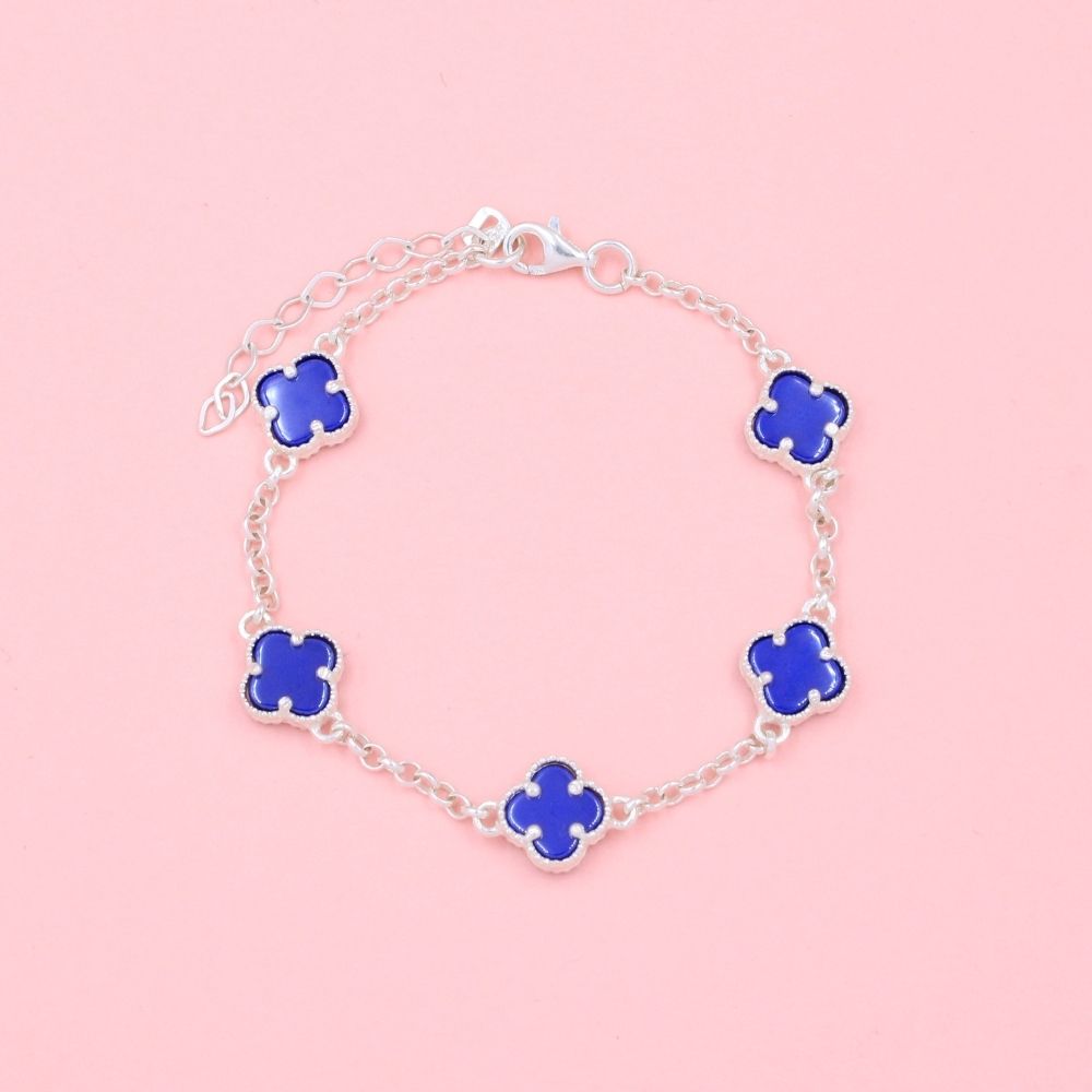 Pulsera de Plata .925 Trébol con Lapislazuli mod. 0977