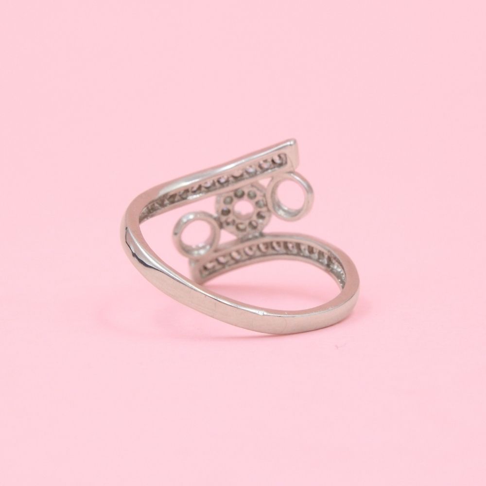 Anillo para Dama de Plata .925 con Diseño de Tres Aros con Zirconias mod. 1169