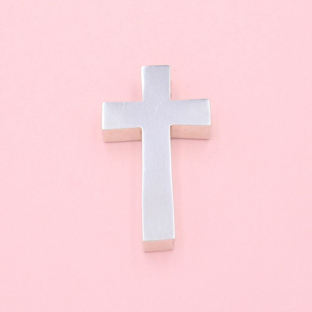 Cruz de Plata .925 de Diseño Hueco y Liso Brillante mod. 1241