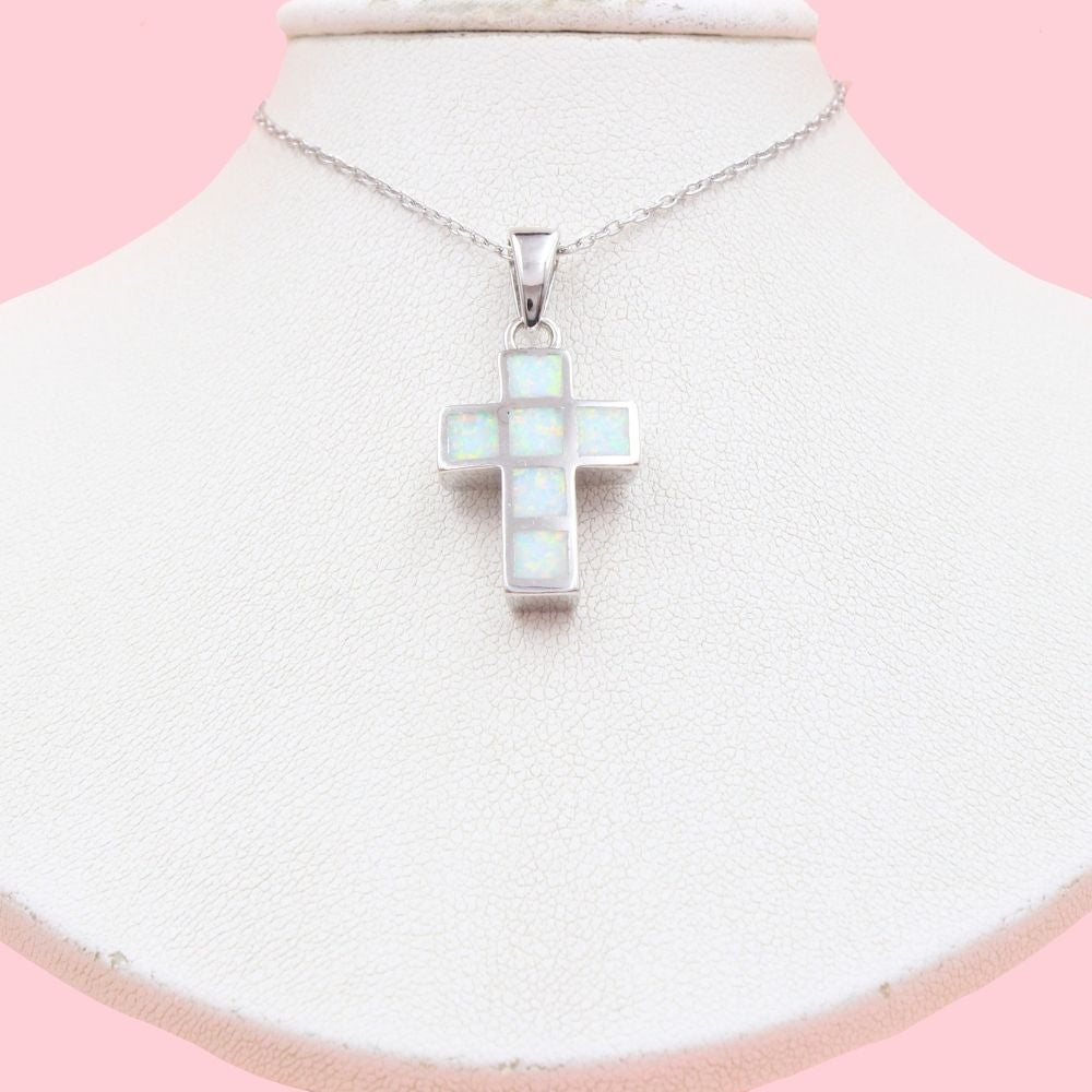 Gargantilla de Plata .925 con Cruz Incrustada de Madre Perla mod. 1185