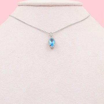 Gargantilla de Plata .925 con Dije Oval de Zirconia Azul mod. 1077