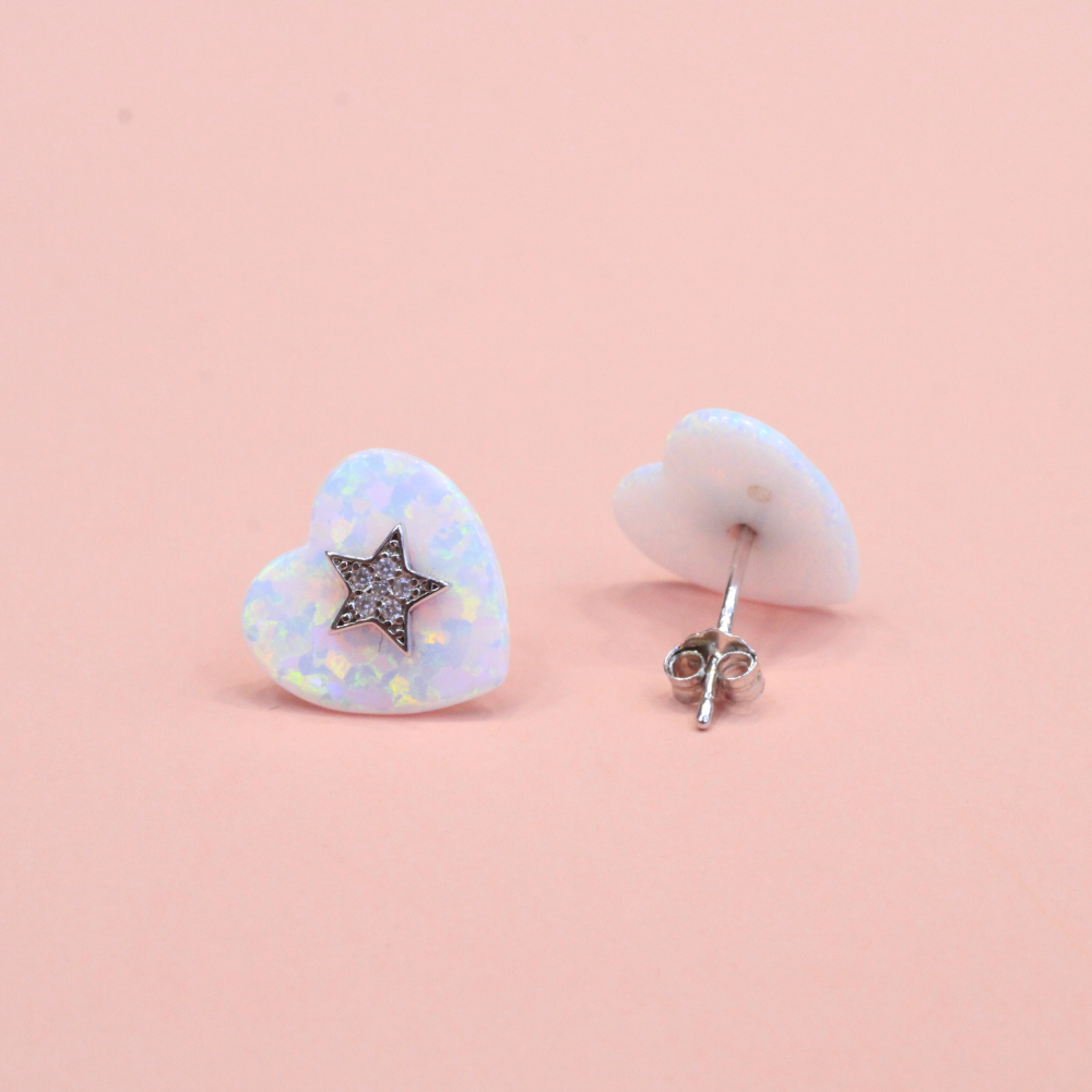 Arete Corazón de Ópalo con Estrella  mod. 0088