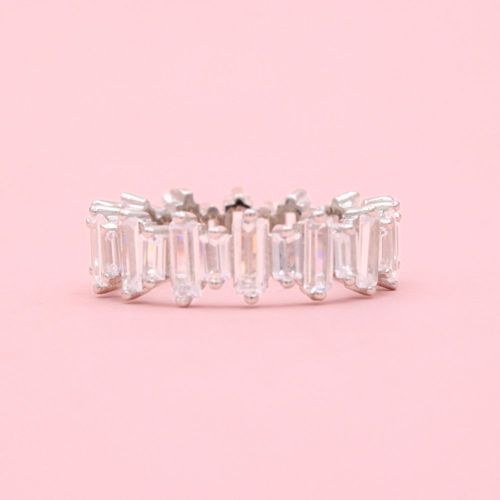 Anillo de Plata .925 Churumbela Especial con Zirconias de Corte Baguette mod. 1377