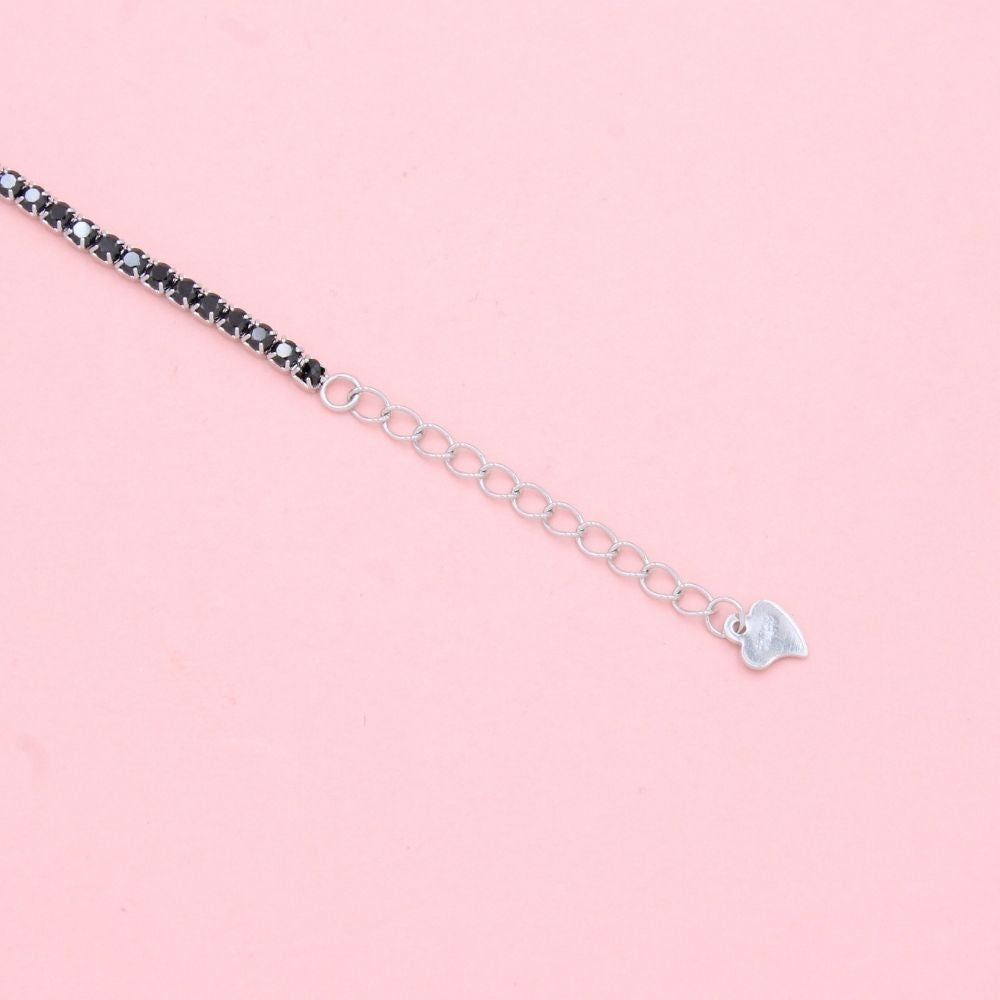 Pulsera de Plata .925 Tejido Tenis con Diseño Brillante Incrustado con Zirconia Oscura mod. 1379