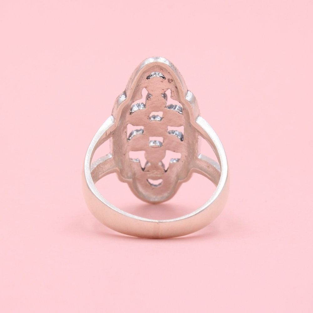 Anillo de Plata .925 Diseño Vertical con Incrustación de Marquesitas mod. 1334