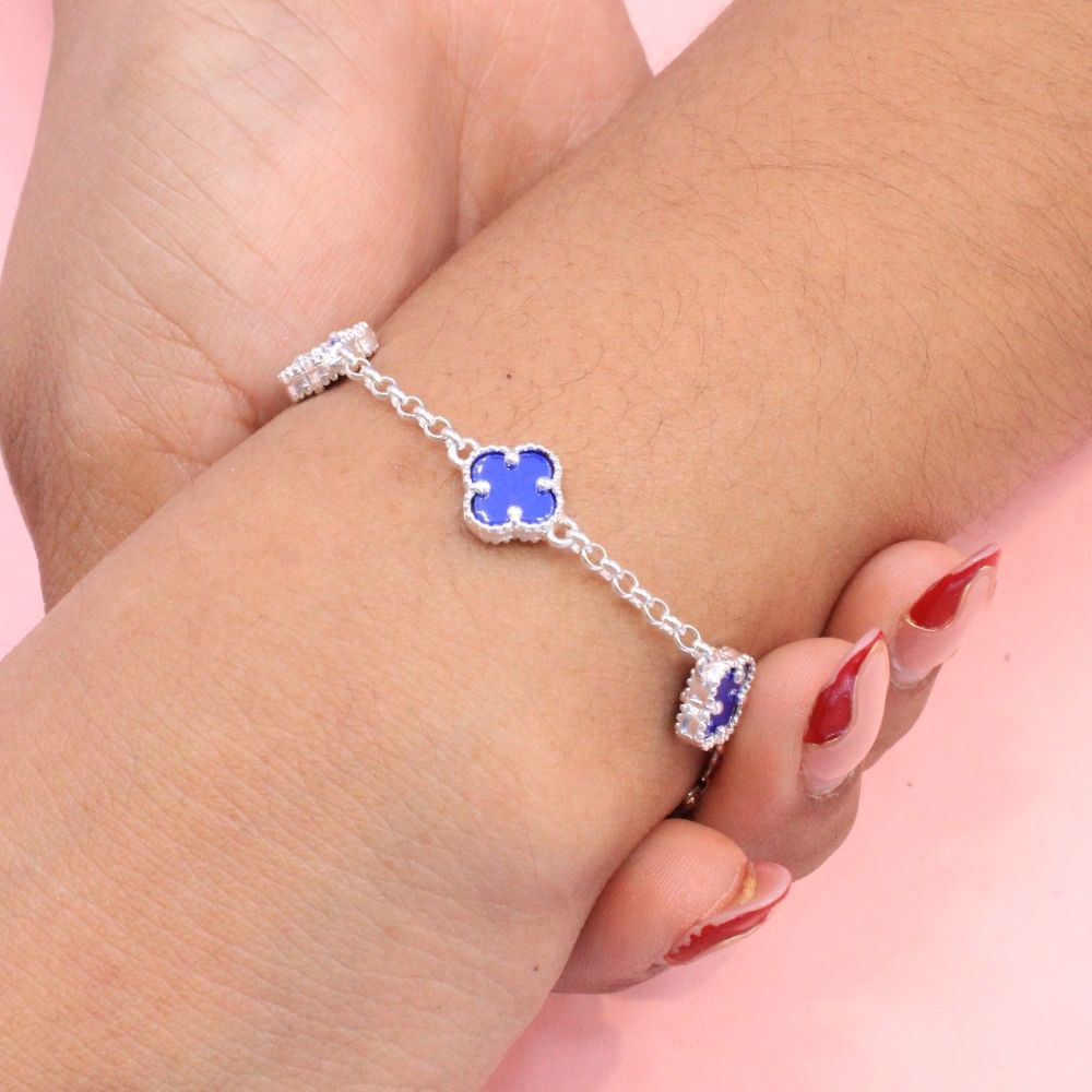 Pulsera de Plata .925 Trébol con Lapislazuli mod. 0977