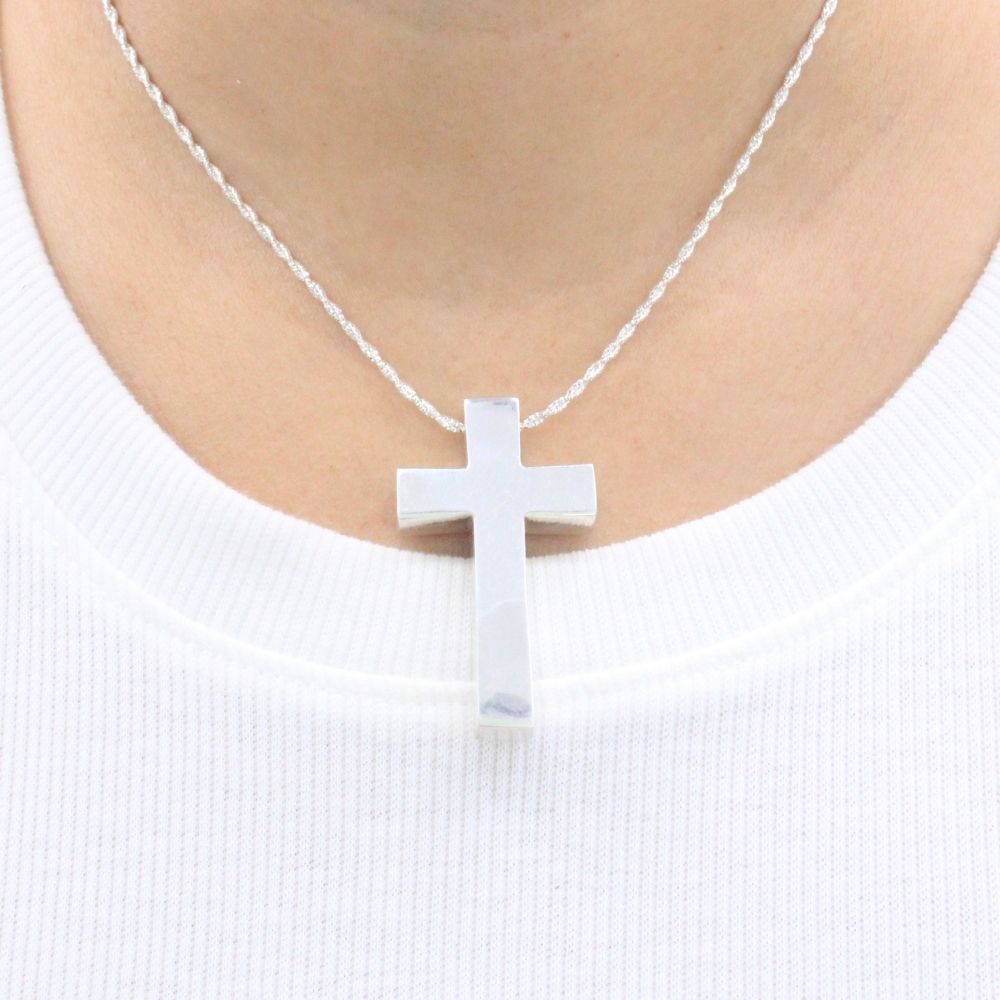 Cruz de Plata .925 de Diseño Hueco y Liso Brillante mod. 1241