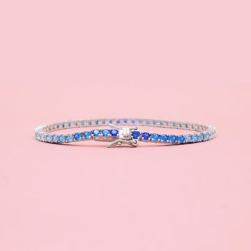 Pulsera de Plata .925 Tejido Tenis de Zirconias de Tonos Azules mod. 1273
