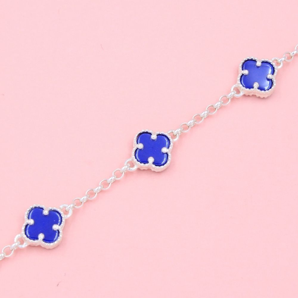 Pulsera de Plata .925 Trébol con Lapislazuli mod. 0977