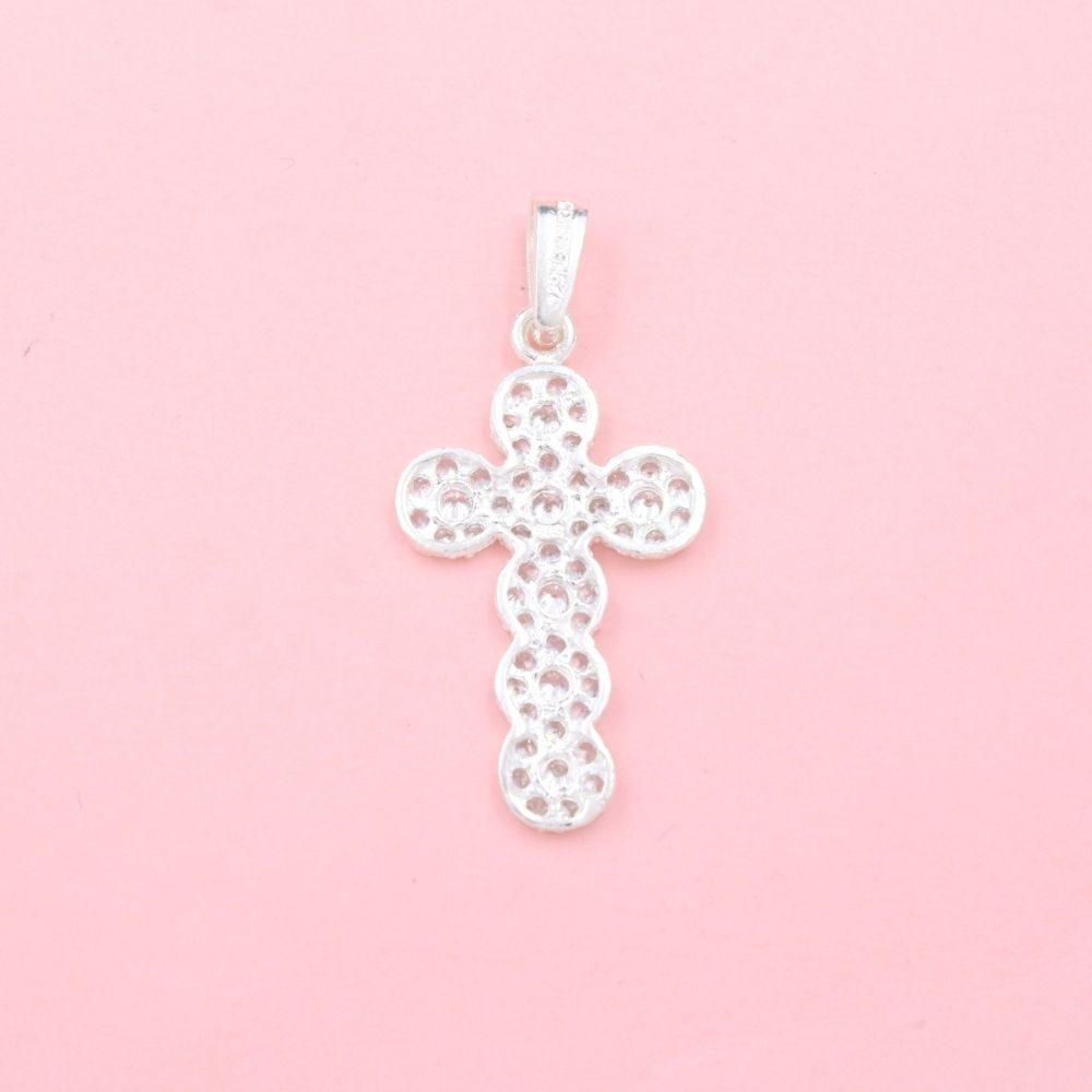Cruz de Plata .925 Diseño en Círculos Incrustados de Zirconias mod. 1128