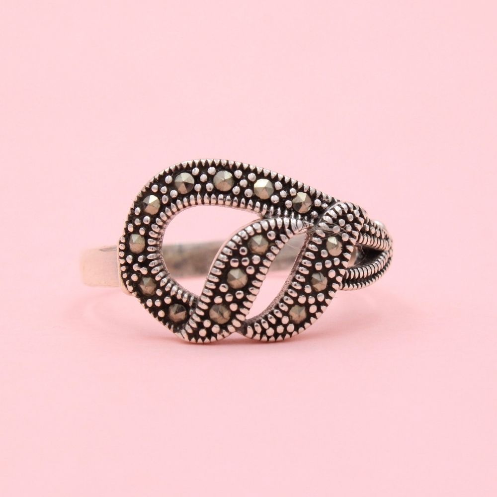 Anillo de Plata .925 Diseño de Olas de Marquesitas Finas mod. 1381