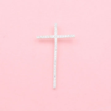 Cruz de Plata .925 de Diseño Fino y Delgado con Zirconias Brillantes mod. 1132