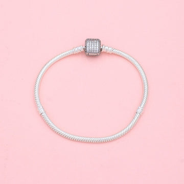 Pulsera Especial de Plata .925 Tejido Cola de Ratón con Broche Cilindro con Zirconias mod. 1286