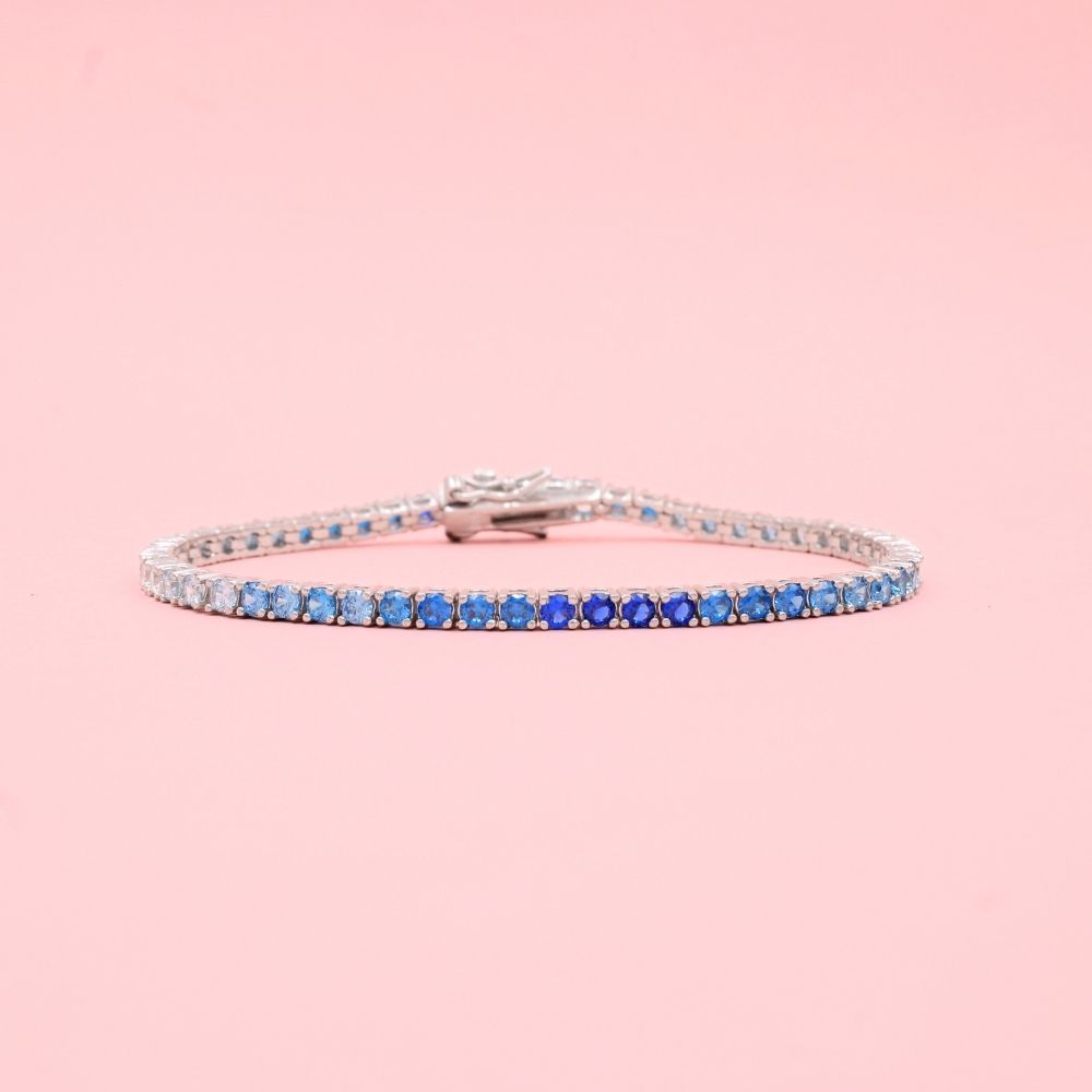 Pulsera de Plata .925 Tejido Tenis de Zirconias de Tonos Azules mod. 1273