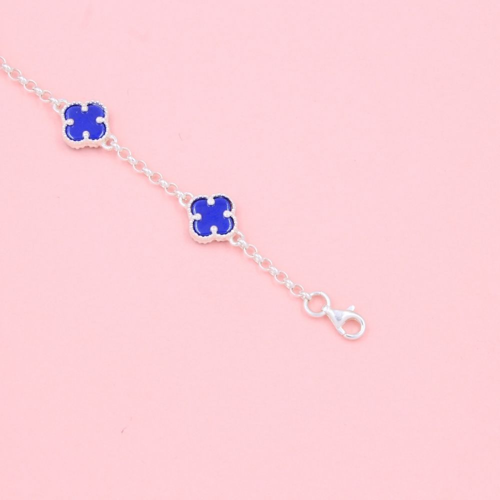 Pulsera de Plata .925 Trébol con Lapislazuli mod. 0977