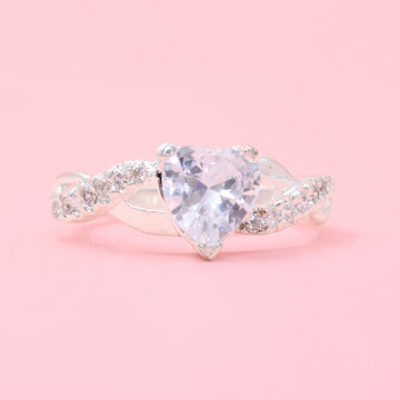 Anillo Solitario de Plata .925 Diseño de Corazón mod. 1003