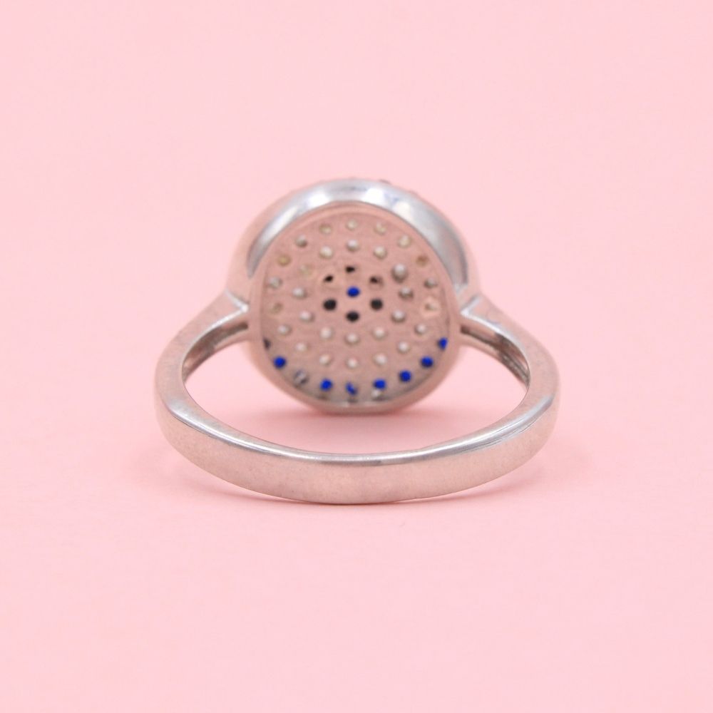 Anillo de Plata .925 con Mandala de Zirconias de Diseño Ojo Turco mod. 1386