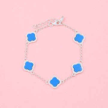 Pulsera de Plata .925 Trébol con Turquesa y Zirconias mod. 0978