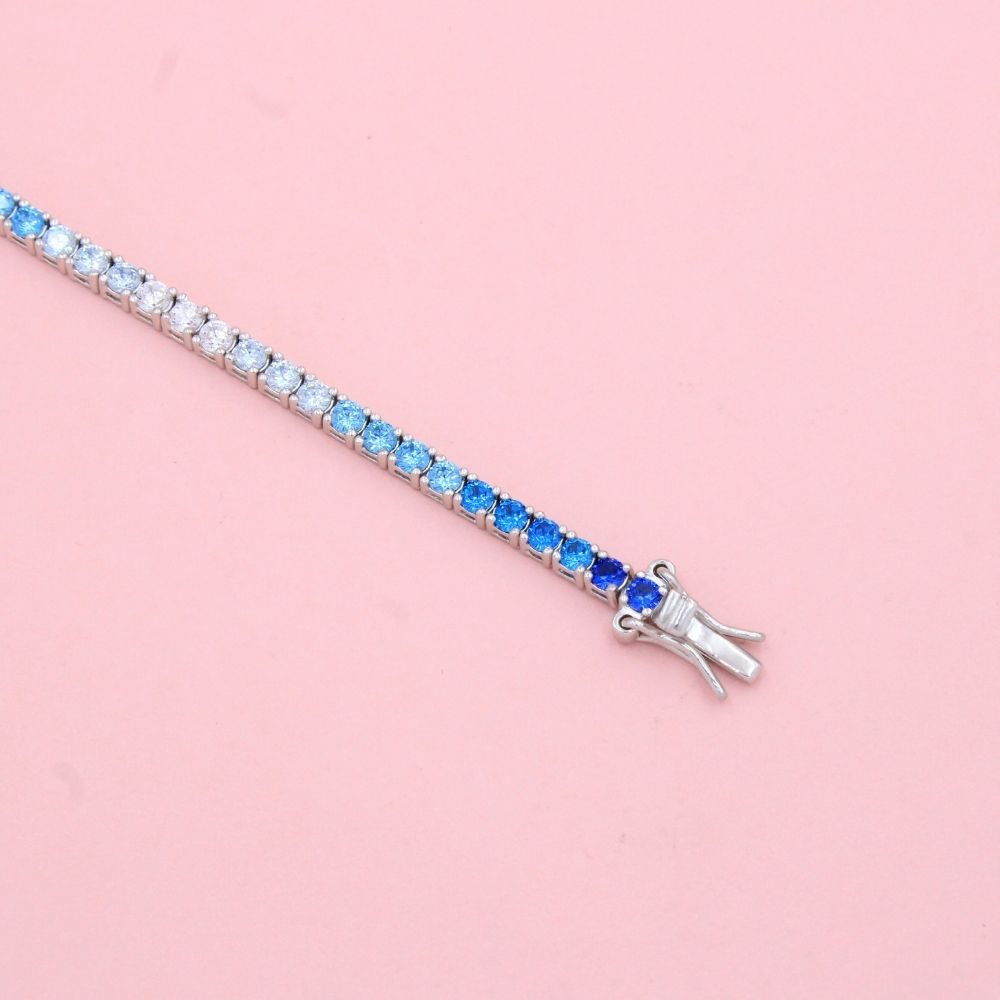 Pulsera de Plata .925 Tejido Tenis de Zirconias de Tonos Azules mod. 1273
