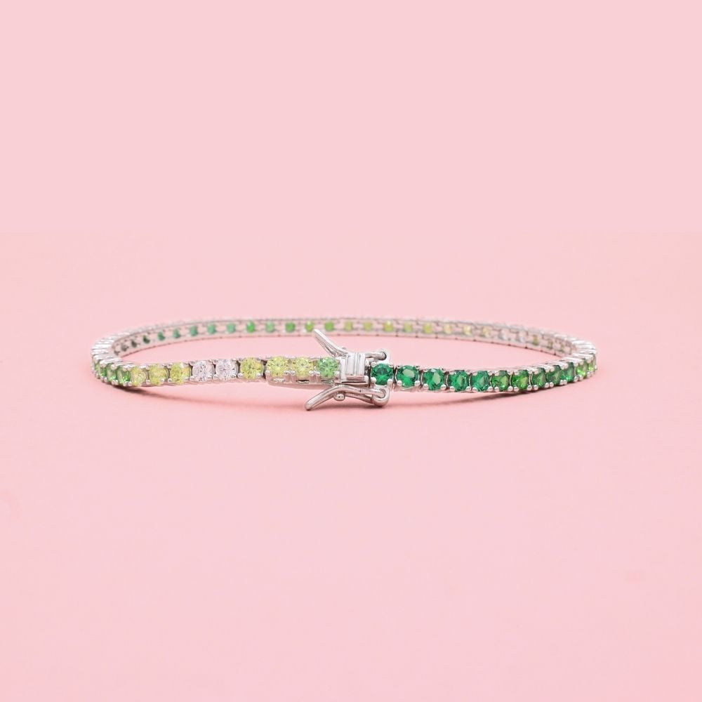 Pulsera de Plata .925 Tejido Tenis de Zirconias de Tonos Verdes mod. 1274