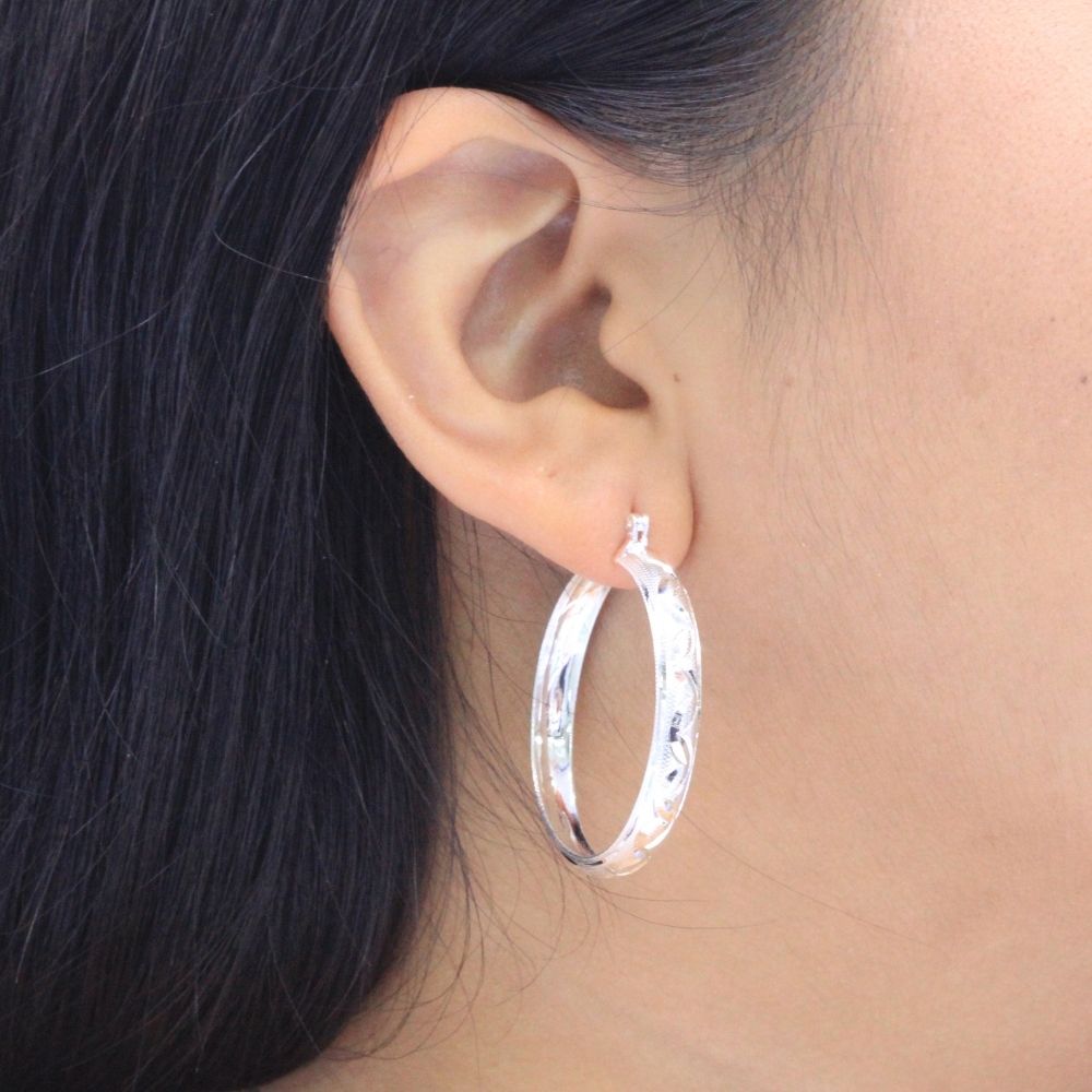 Arracada de Plata .925 Diseño Fino con Diamantado Especial mod. 1055