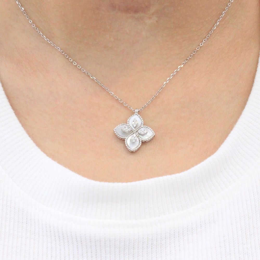 Gargantilla de Plata .925 Princess Flower de Madre Perla mod. 1187