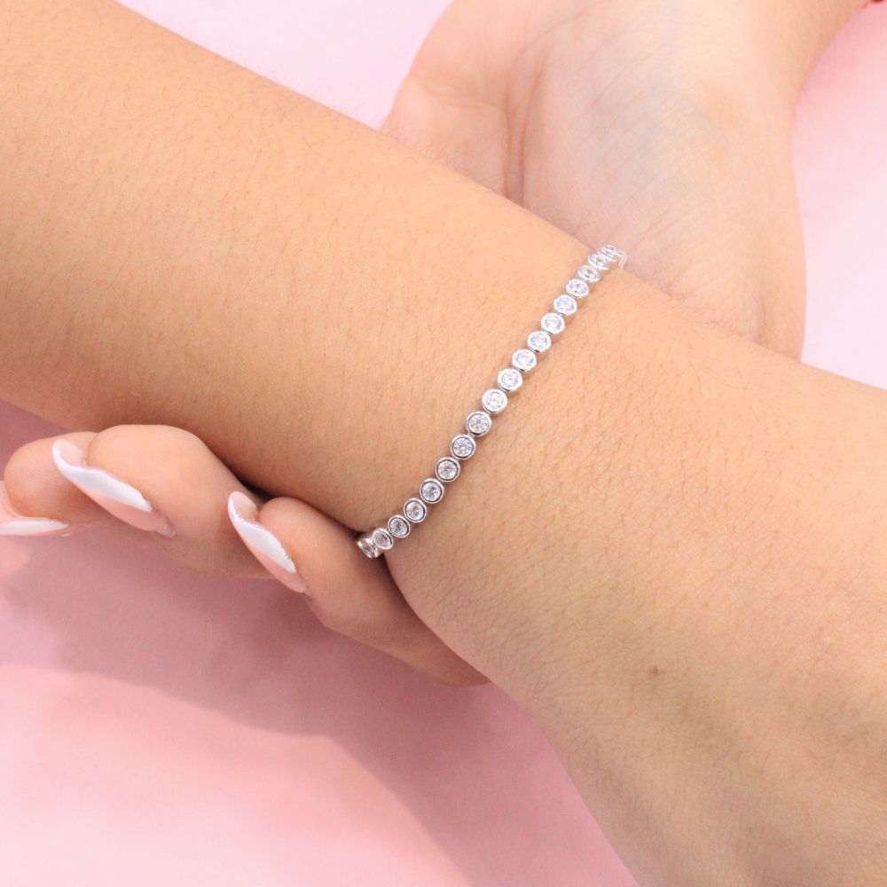 Pulsera de Plata .925 Tejido Tenis de Zirconias Finas mod. 1335