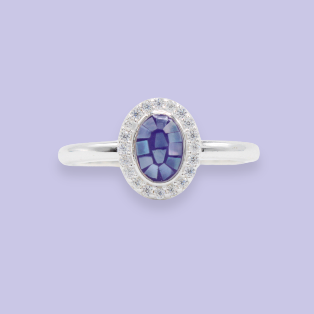 Anillo de Plata .925 con Diseño Clasico Oval de Mosaicos mod. 2807