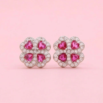 Arete de Plata .925 Elegante en Forma de Trébol con Zirconias mod. 1436