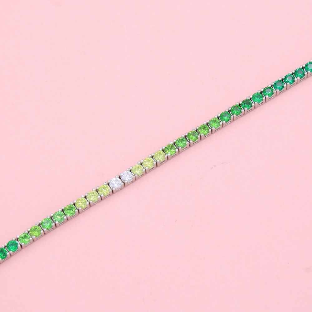 Pulsera de Plata .925 Tejido Tenis de Zirconias de Tonos Verdes mod. 1274