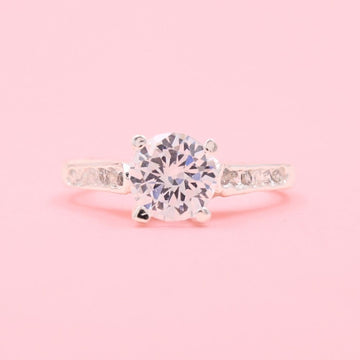 Anillo Solitario de Plata .925 con Zirconias Finas y Brillantes mod. 1148