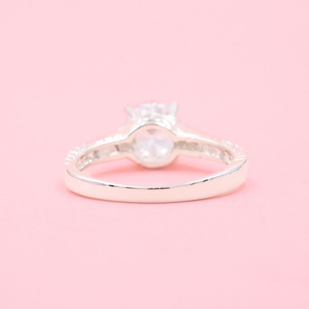 Anillo Solitario de Plata .925 con Zirconias Finas y Brillantes mod. 1148
