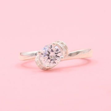 Anillo Solitario de Plata .925 Diseño Cruzado con Zirconias mod. 1149