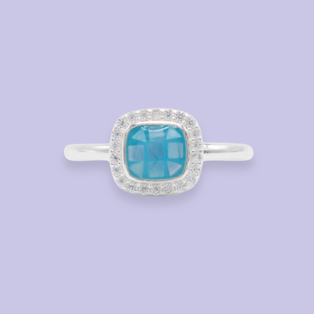 Anillo de Plata .925 Clasico Cuadrado de Mosaicos mod. 2808