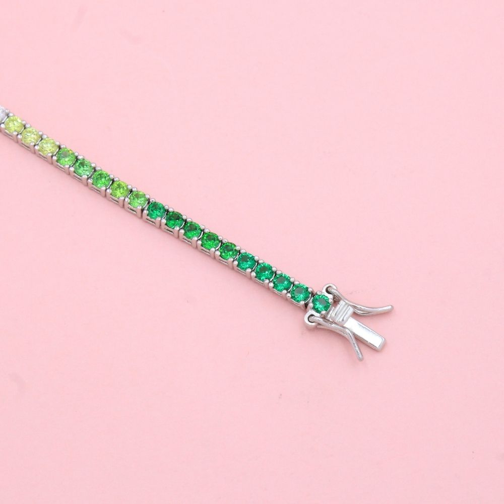 Pulsera de Plata .925 Tejido Tenis de Zirconias de Tonos Verdes mod. 1274