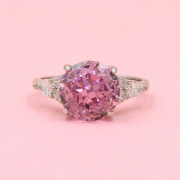 Anillo Especial con Zirconia Redonda Color Rosa mod. 0705
