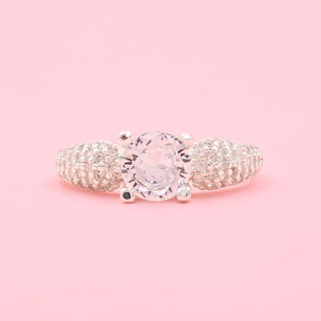 Anillo Solitario de Plata .925 Diseño Grueso Incrustado con Zirconias mod. 1151