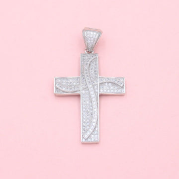 Cruz de Plata .925 Diseño Fino con Incrustación de Zirconias Brillantes mod. 1245