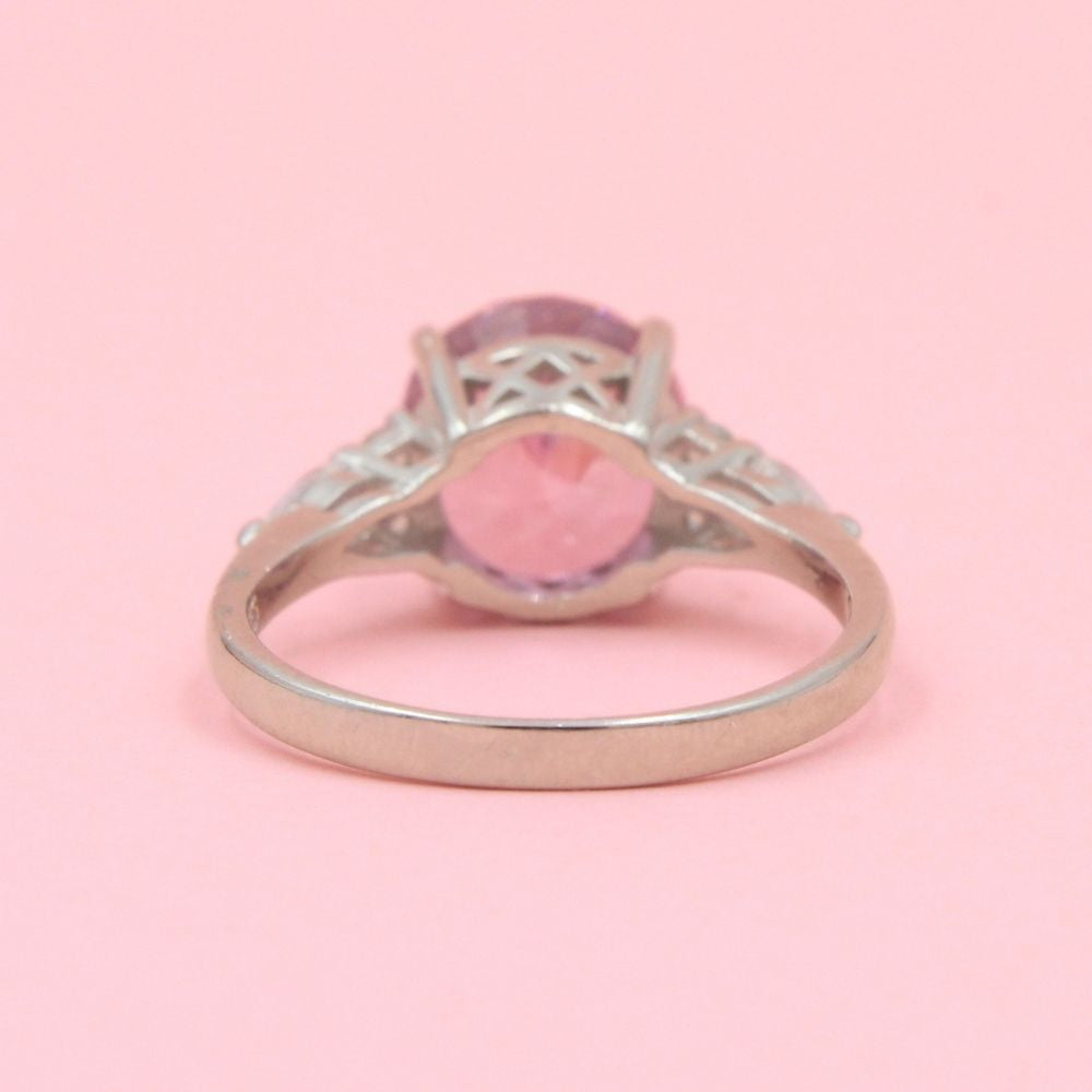 Anillo Especial con Zirconia Redonda Color Rosa mod. 0705