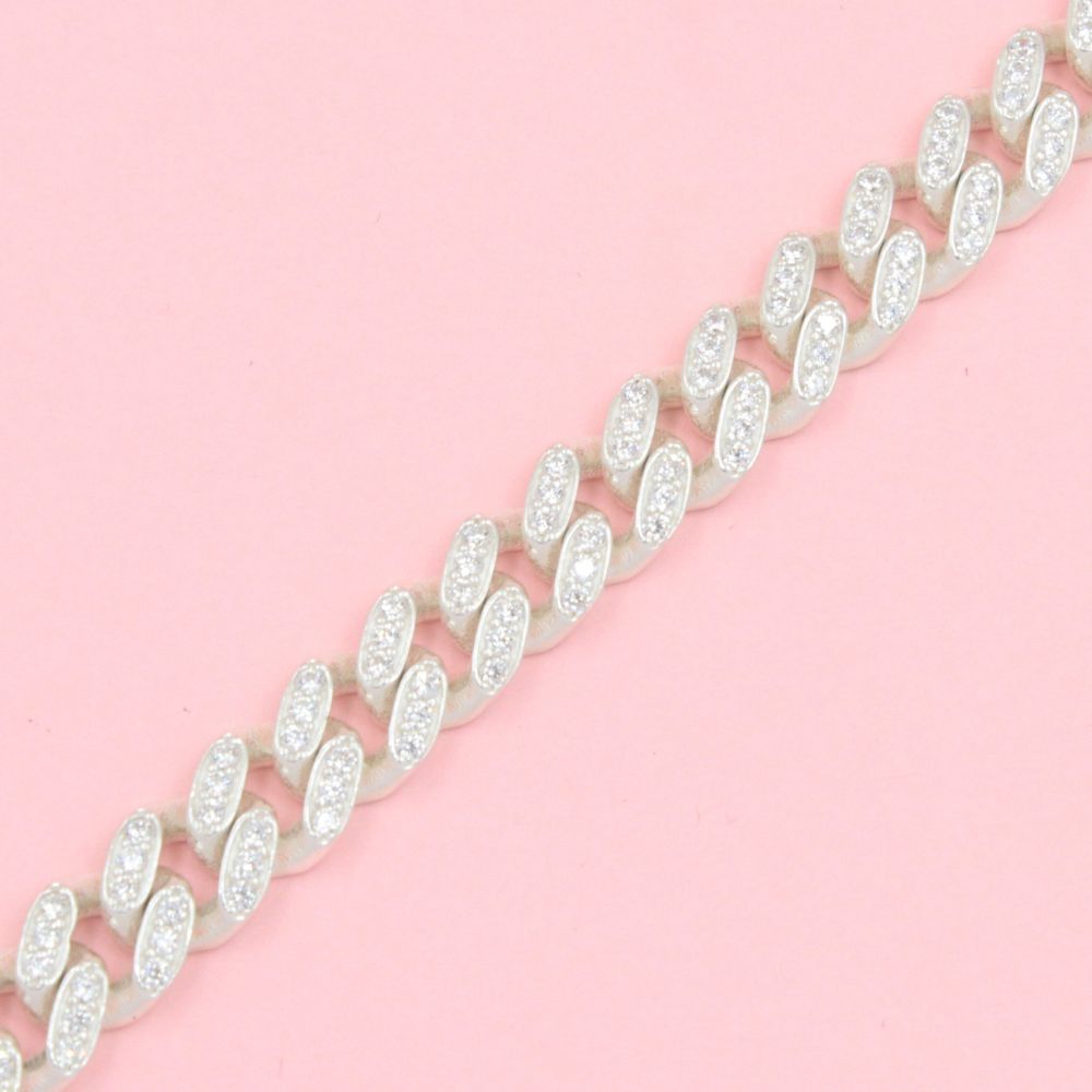 Pulsera Especial Incrustada de Zirconias en Tejido Barbado Hueco y Broche Fino mod. 0770