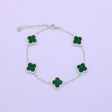 Pulsera de Plata .925 Diseño de Trébol con Incrustacíon de Zirconia. 1463