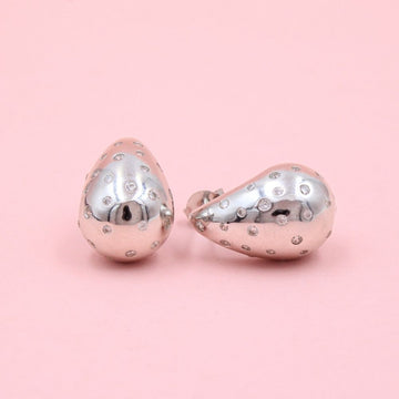Arete de Plata .925 Diseño Drop Inflado Hueco con Incrustación Especial de Zirconias Finas mod. 1081