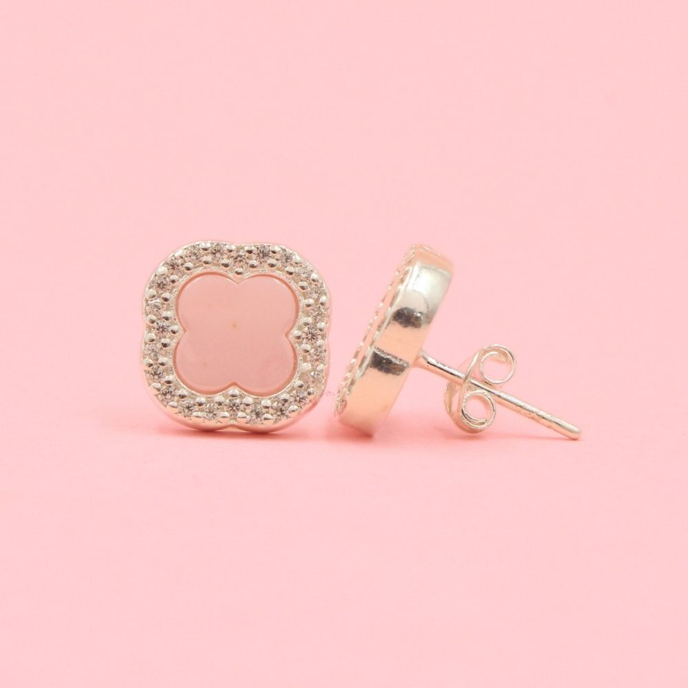 Arete Trébol con Zirconias Rosas mod. 0682