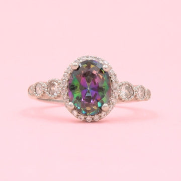 Anillo para Dama de Plata .925 Diseño Oval Incrustado de Zirconia mod. 1173
