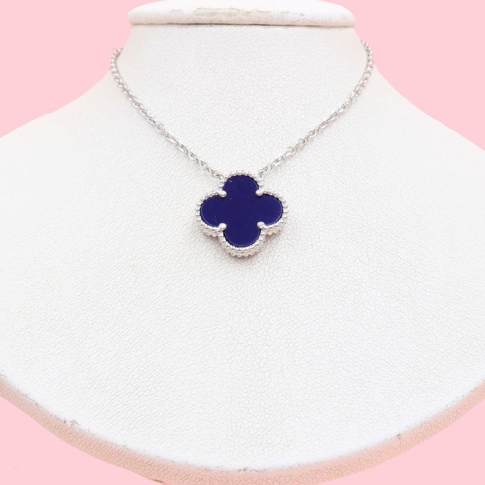 Gargantilla de Plata .925 Trébol de Ónix Azul  mod. 1190