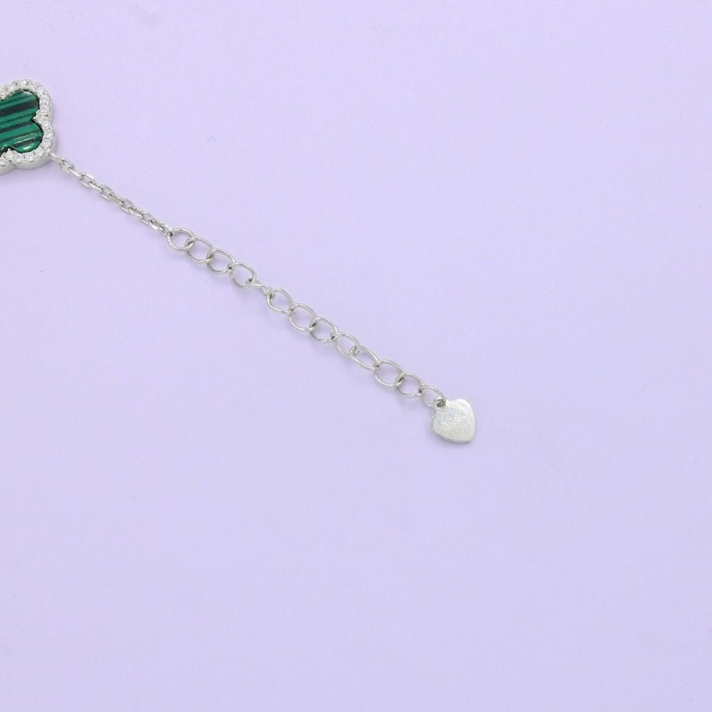 Pulsera de Plata .925 Diseño de Trébol con Incrustacíon de Zirconia. 1463